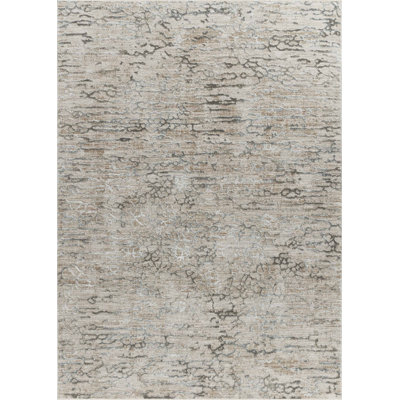 Rug Branch Elio 5' x 8' (5'3" x 7'7") Beige/Brown Abstract Distressed Area Rug, Contemporary, Medium Pile, Stain-Resistant Carpet - Living Room, Bedroom, Dining Room, and Kitchen