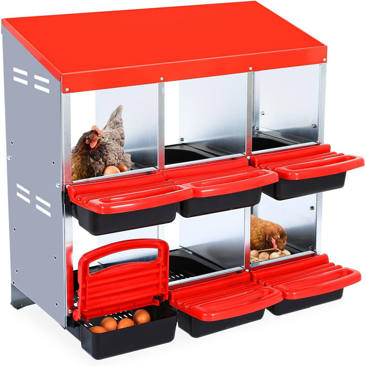 Boîtes de nidification pour poules pondeuses, boîtes de nidification à 6 compartiments, poules pondeuses, fixation murale ou autoportante pour poules