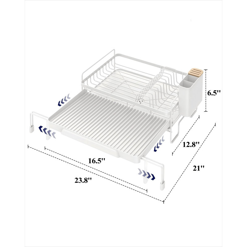 Extendable Dish Drying Rack  (White), White