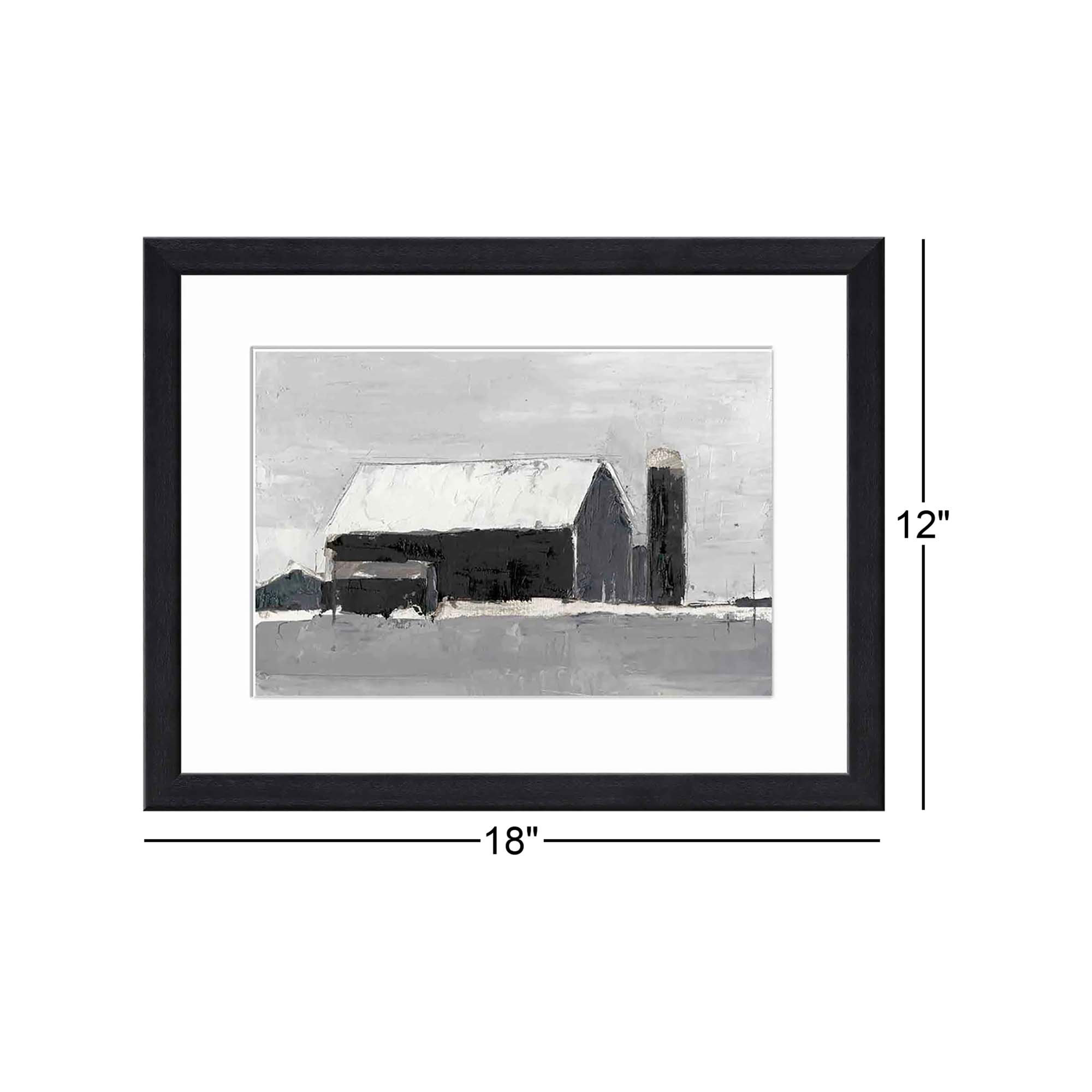 Dynamic Barn I by Ethan Harper, Black, 12"H x 18"W
