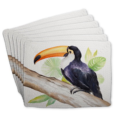 Toucan Perched Braided Polyester Boltwood Set of 6 - Home Decor