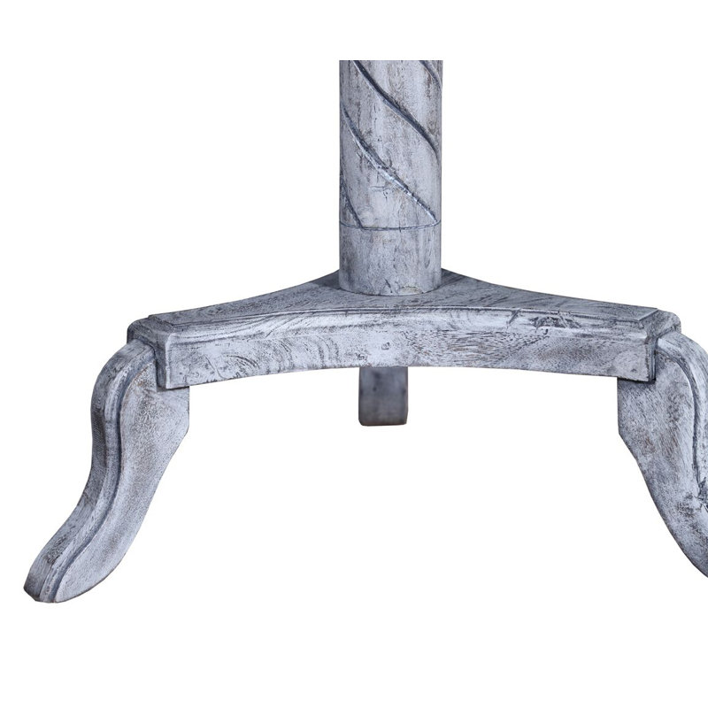 Solid Wood Pedestal End Table, Grey