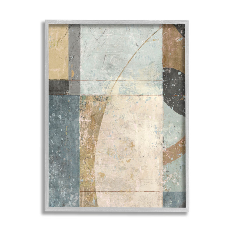 Art géométrique patiné par Suzanne Nicoll, H 14 po x l 11 po x P 1,5 po, Estampe numérique Farmhouse