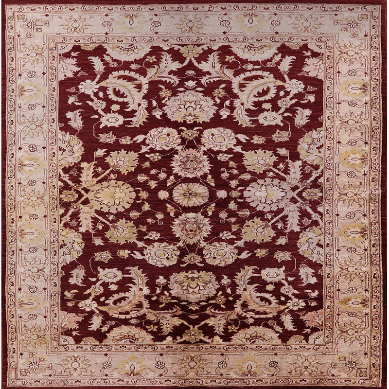 Tapis oriental rouge / beige Downton, Carré 7 pi