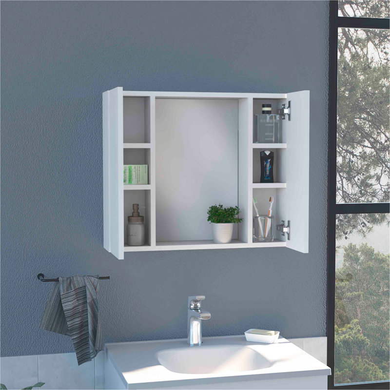 Armoire à pharmacie Artemisa, double porte, miroir, une tablette extérieure, White