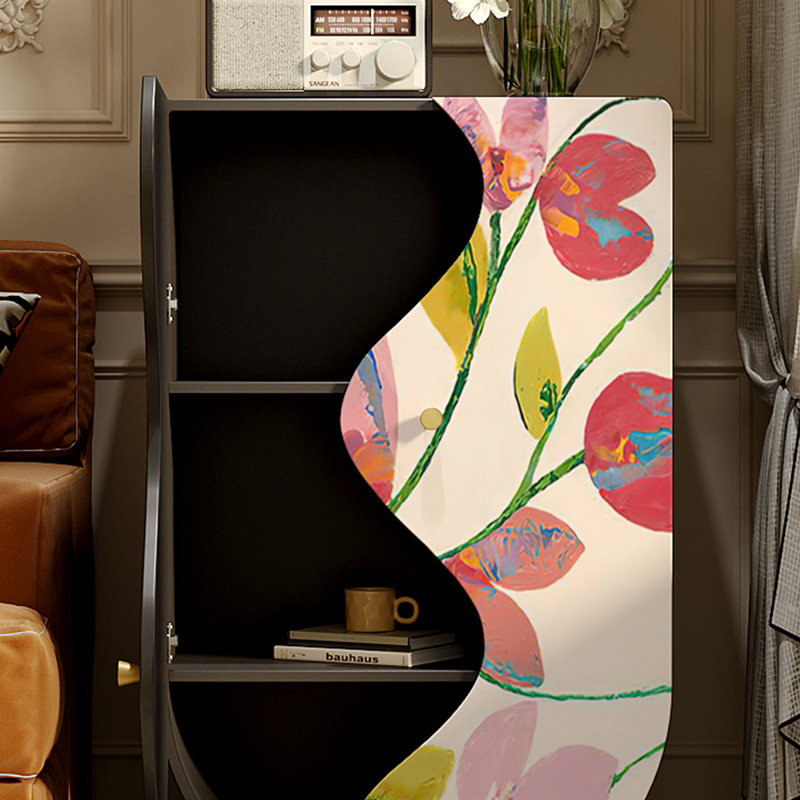 Armoire de rangement à motif floral de couleur crème