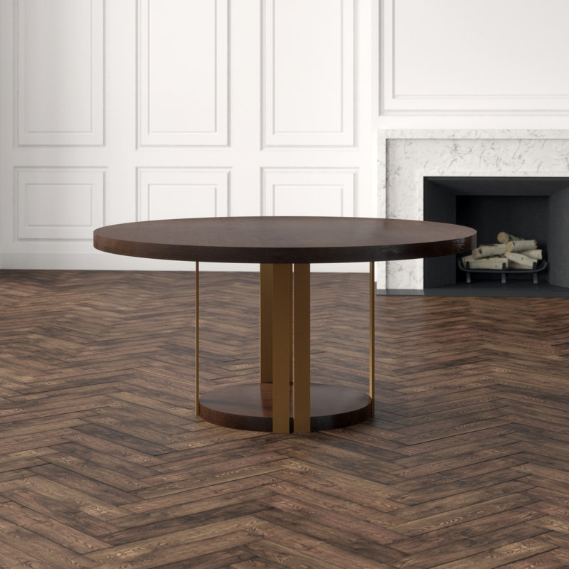 TA Studio No. 1 Round Dining Table, 30" H x 62.25" L x 62.25" W, Brushed Nickel, Anise