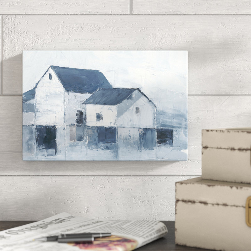 Indigo Barns I by Ethan Harper - Painting Print, 20cm H x 30cm W, Wrapped Canvas