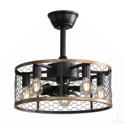 Ventilateur de plafond industriel en cage de 20 pouces avec télécommande à 7 pales ABS, petit moteur de ventilateur réversible à courant continu