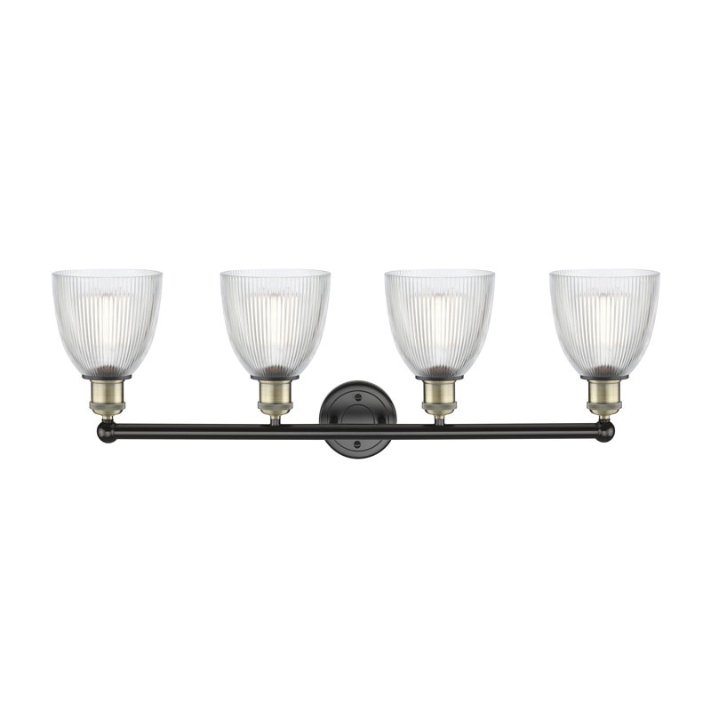 Éclairage pour meuble-lavabo 4 lumières 33 pouces Philomene, Transparent, Laiton antique noir