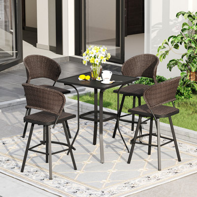 Ensemble de bar d'extérieur 5 pièces avec tabouret de bar Siwivel