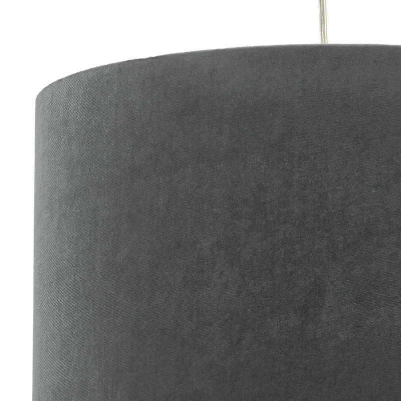 20cm H Velvet Drum Pendant Shade, Grey