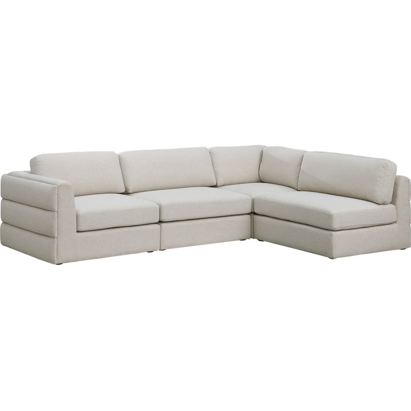 Canapé modulaire réversible de 114 po de largeur Howardine, Tissu beige texturé en lin