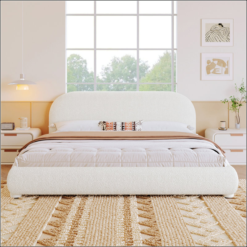 Lit tapissier en tissu de style crème, Cream