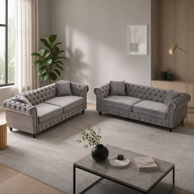 Modern Velvet Upholstered 3+3 Combo Sofa with Solid Wood Frame, Comfortable Cushions, and Elegant Design for Living Room and Office