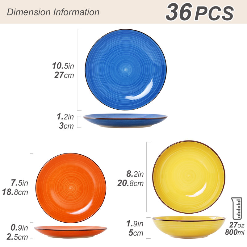Thuringowa Stoneware Dinnerware Set, Service For 12, Rainbow