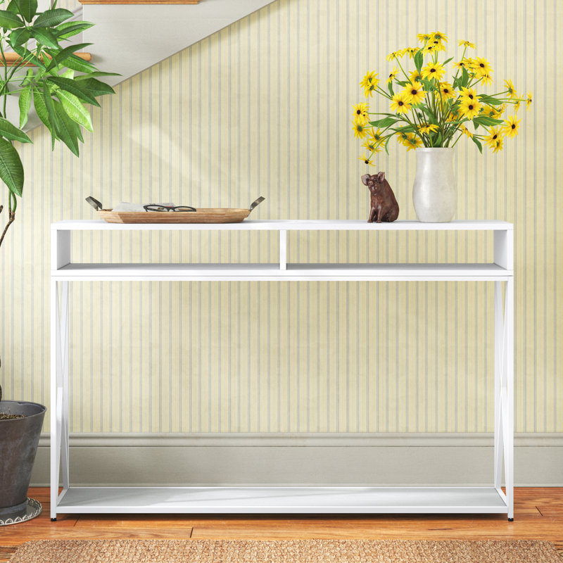 Ariyana 47.25'' Console Table, White Top/White Base