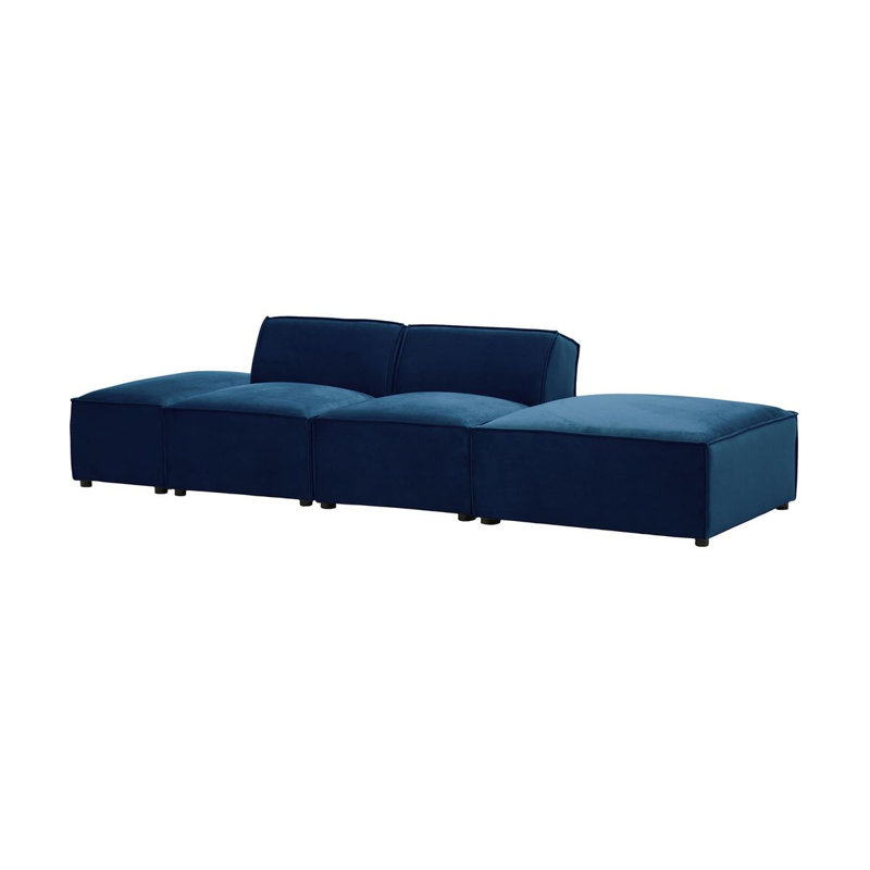 Rolandus 4 Seater Velvet Sofa, Blue