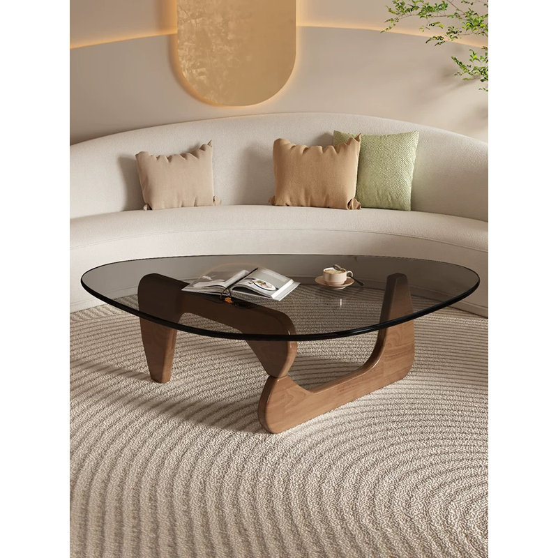 Glass Top Single Coffee Table, Walnut