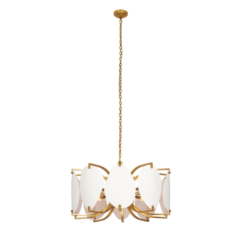 Lustre Aliform 28 po à 10 douilles, fini feuille d'or oxydée