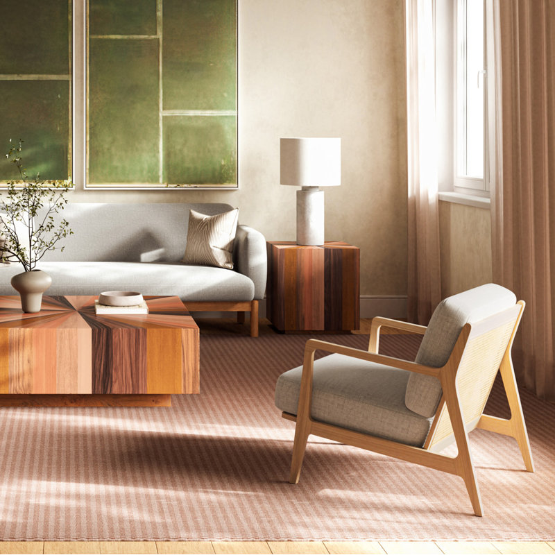 Lucas Armchair, Crosshatch Cream/Oak