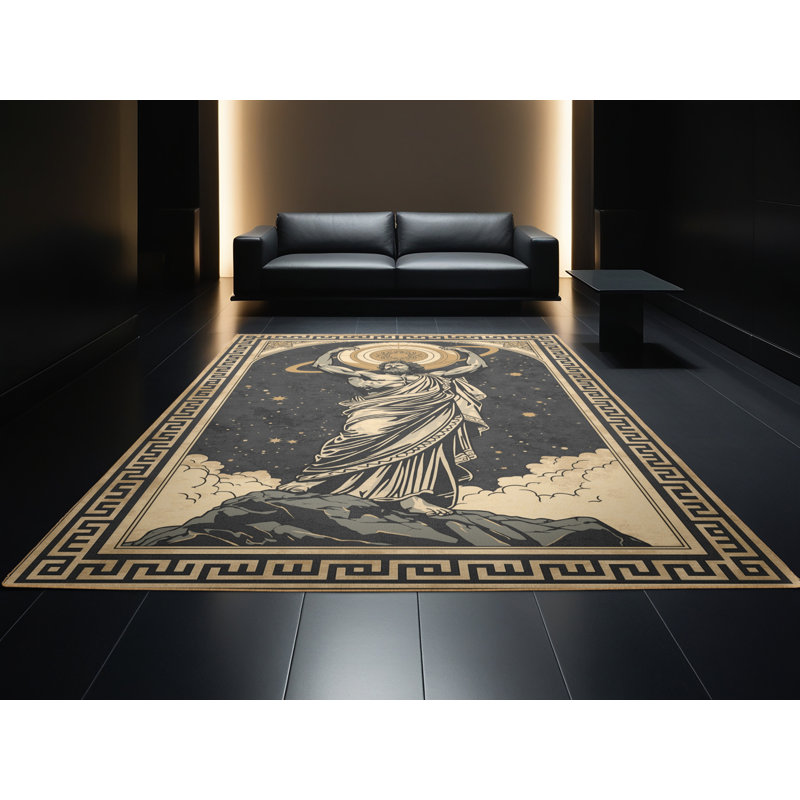 Tapis oriental noir lavable à la machine Titus Atlas Classic - reliure brun clair, 2 x 5