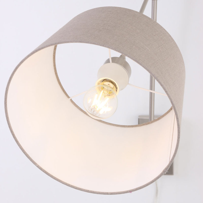 Sakamoto Steel Plug-in Swing Arm Sconce, Beige, 38" H x 35" W x 90" D