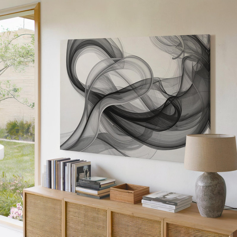 Décoration murale tendue en spirale fumée serein, H 9 po x l 12 po