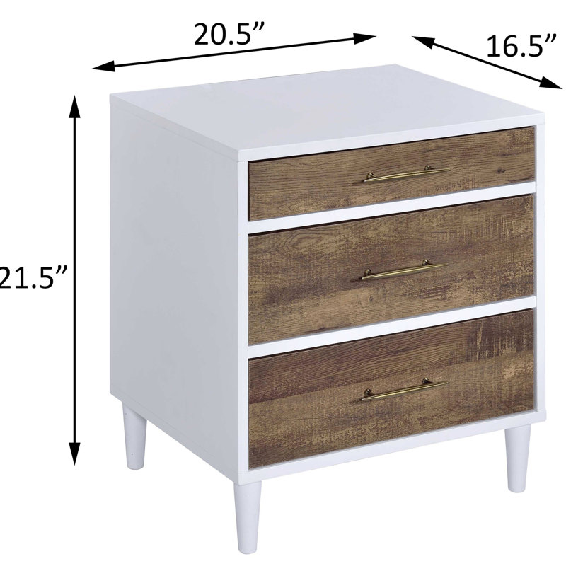 Contemporary 3 Table In White And Weathered Oak - Bedroom Living Room Essential Accent Enhance Your Area