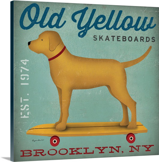 " Golden Dog On Skateboard " by Ryan Fowler Great Big Canvas