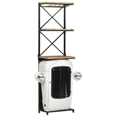 Hermione 9 Bottle Floor Wine Bottle & Glass Rack in White