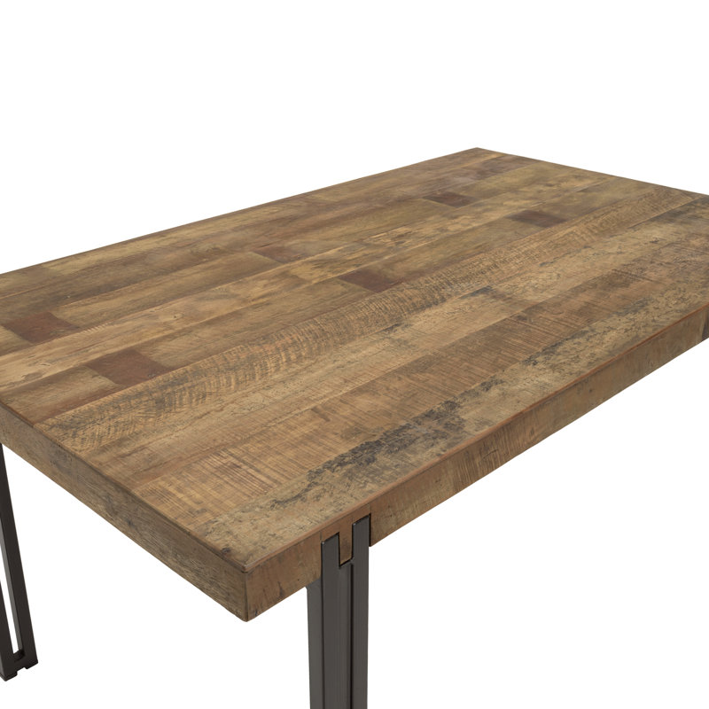 Mccloskey Teak Solid Wood Top Metal Base Dining Table