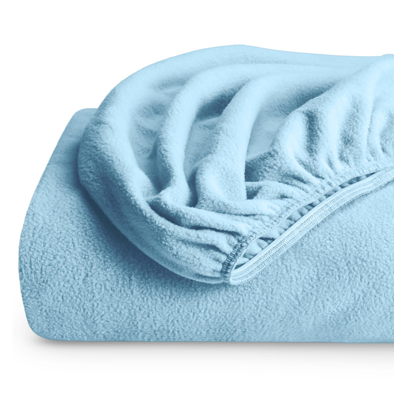 Micro Fleece Super Soft Fitted Sheet, King Fitted Sheet, Light Blue