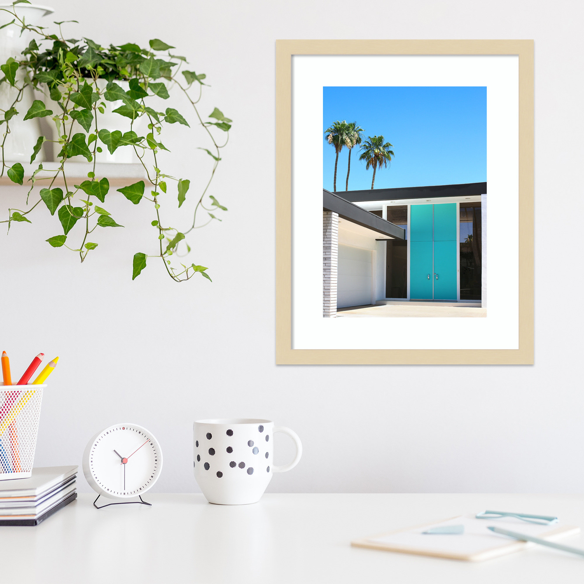 Palm Springs King by Rachel Dowd, Noir Black Framed, 19.38" H x 15.38" W x 0.875" D