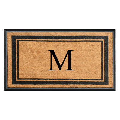 Tapis de porte en fibre de coco monogrammé l 30 po x L 48 po Butters