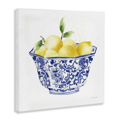 Elegant Bowl of Lemons Canvas Wall Art by Mercedes Lopez Charro