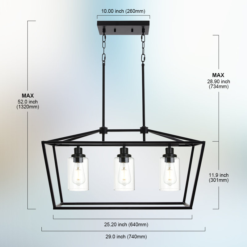 Luminaire suspendu linéaire à 3 lumières Nawwaf