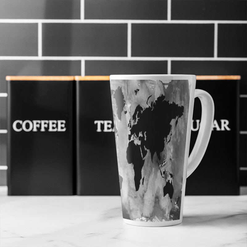White World Map Latte Mug