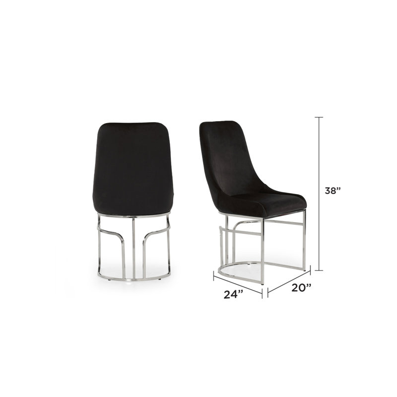 Chaises de salle à manger 2 pièces de style moderne Emrald en bois et pieds en acier