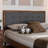 Camilla Full Size Headboard with Dark Grey Fabric Upholstery and Walnut Brown Finished Wood