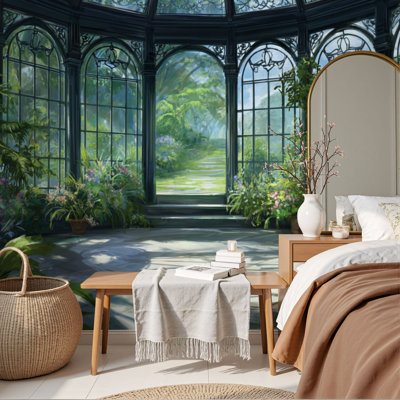 Victoria Peel and Stick Wallpaper Intricate Victorian Glass Conservatory Foliage Wall Murals 69"H x 96"W Removable PVC Wall Paper Self-Adhesive Wall Decor for Bedroom Living Room Home Office