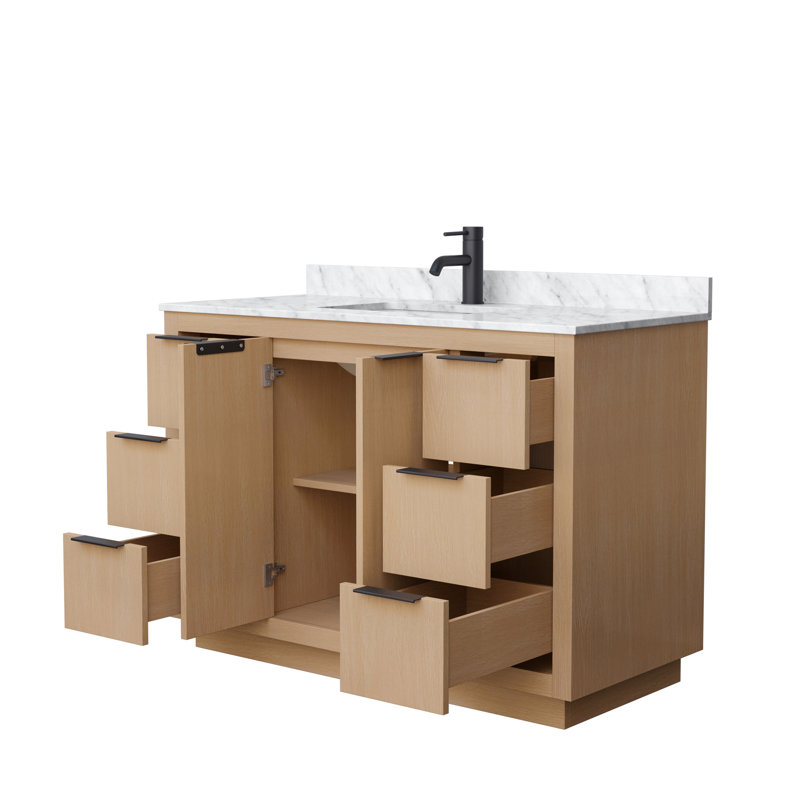 Ensemble de meuble-lavabo simple 48 po Maroni, Marbre de culture de Carrare, Noir mat