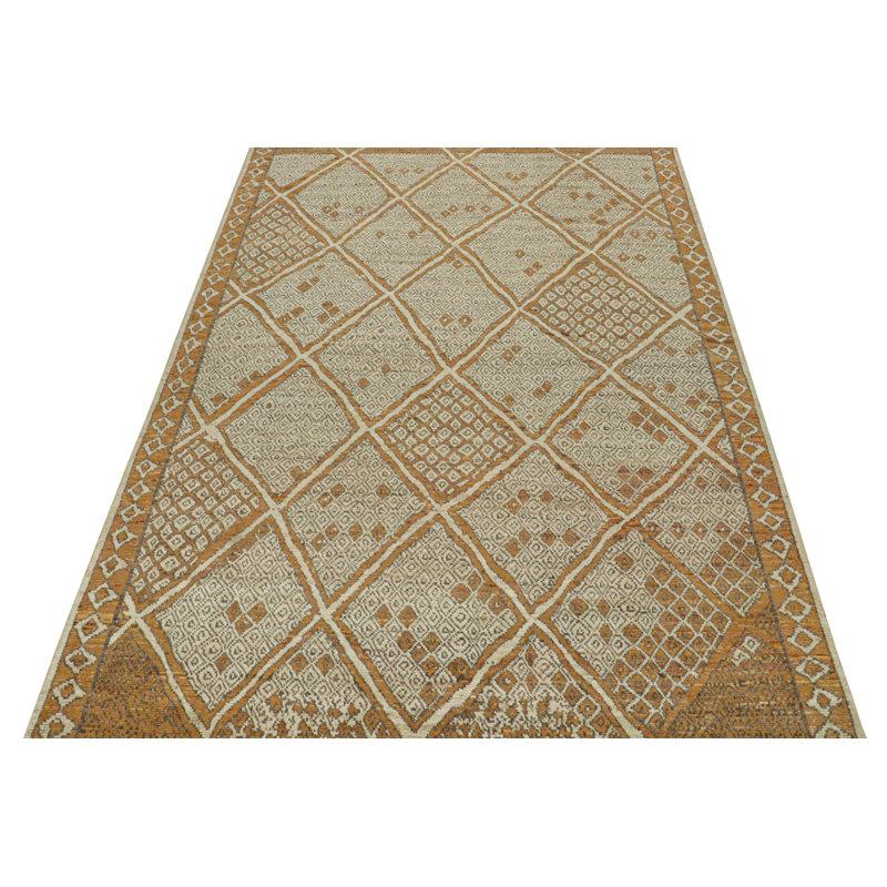 Moroccan Hand Knotted Geometric Area Rug, Rectangle 10' x 14'