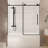 Shower Door, 56 - 60" W X H, 1/4"  6 Mm  Clear Tempered Glass, Proof Film, Smooth Sailing Sliding, Stainless Steel Handle, Matte Black, Conscious For Bathroom Gliding, First