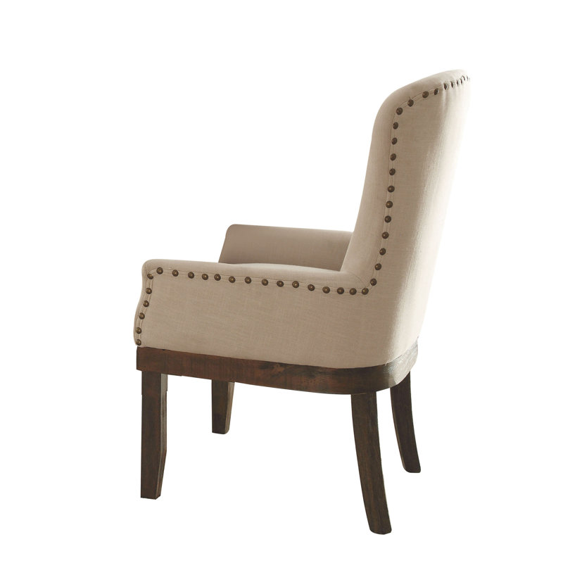 Chaise rembourrée beige et brun récupéré Waynefleet