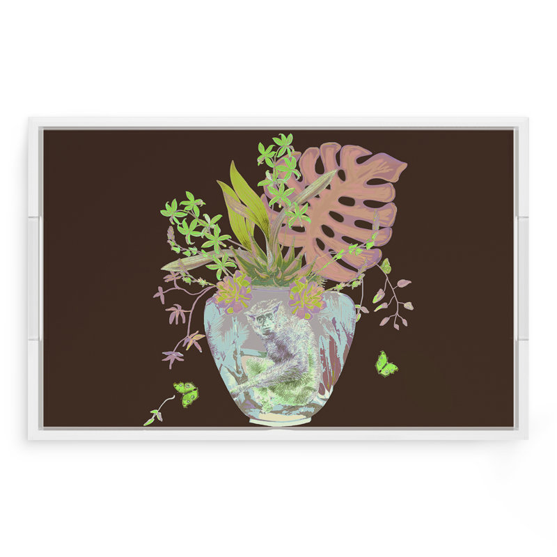 Grand plateau décoratif Monkey, L 12,5 po x P 7,75 po x H 2 po, Chocolat / lime