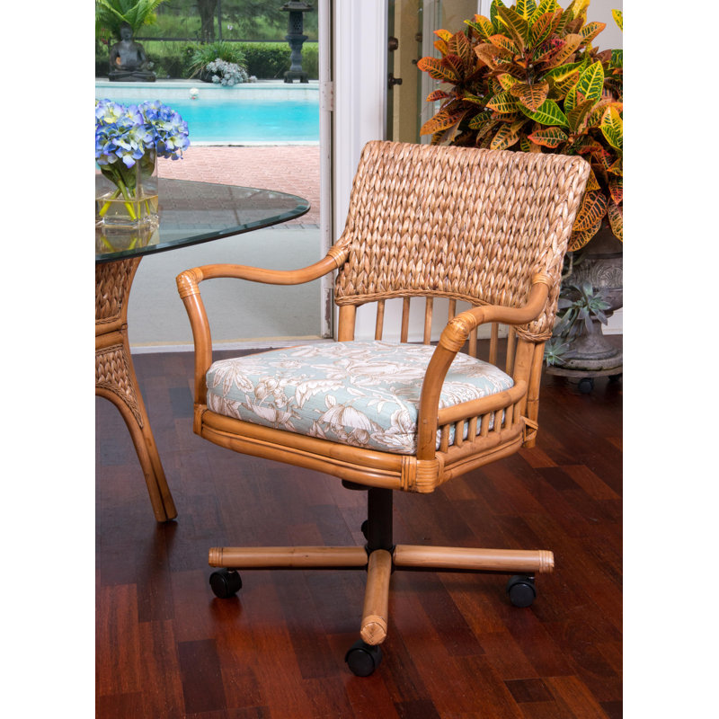 Chaise rembourrée Charrie, Miel antique, Turquoise Phins