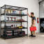 Étagère en métal robuste à 5 niveaux, l 48 po x P 24 po x H 72 po, support de rangement réglable, assemblage sans boulon, capacité de charge totale de 4 000 lb, pour le garage, le sous-sol, l'entrepôt, noir