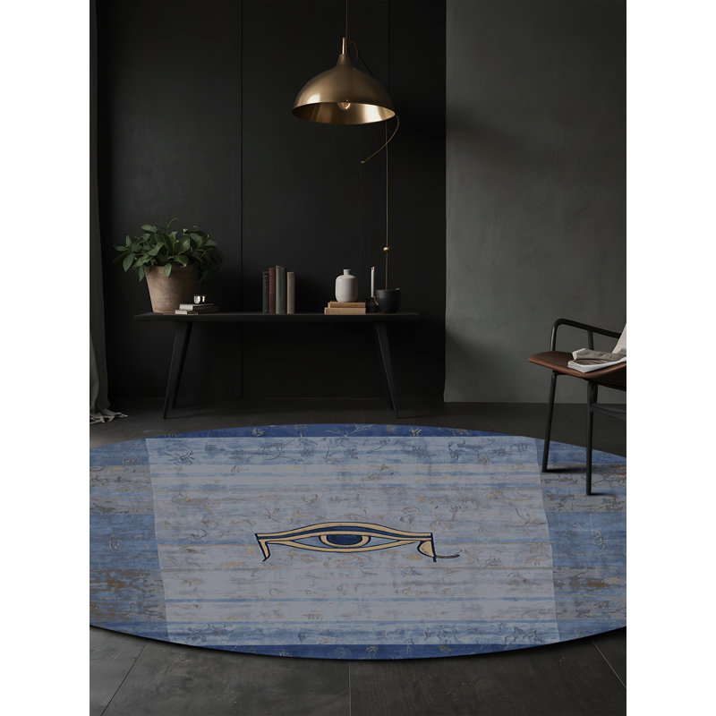 Tapis gris soyeux et moelleux, Rond 6 pi