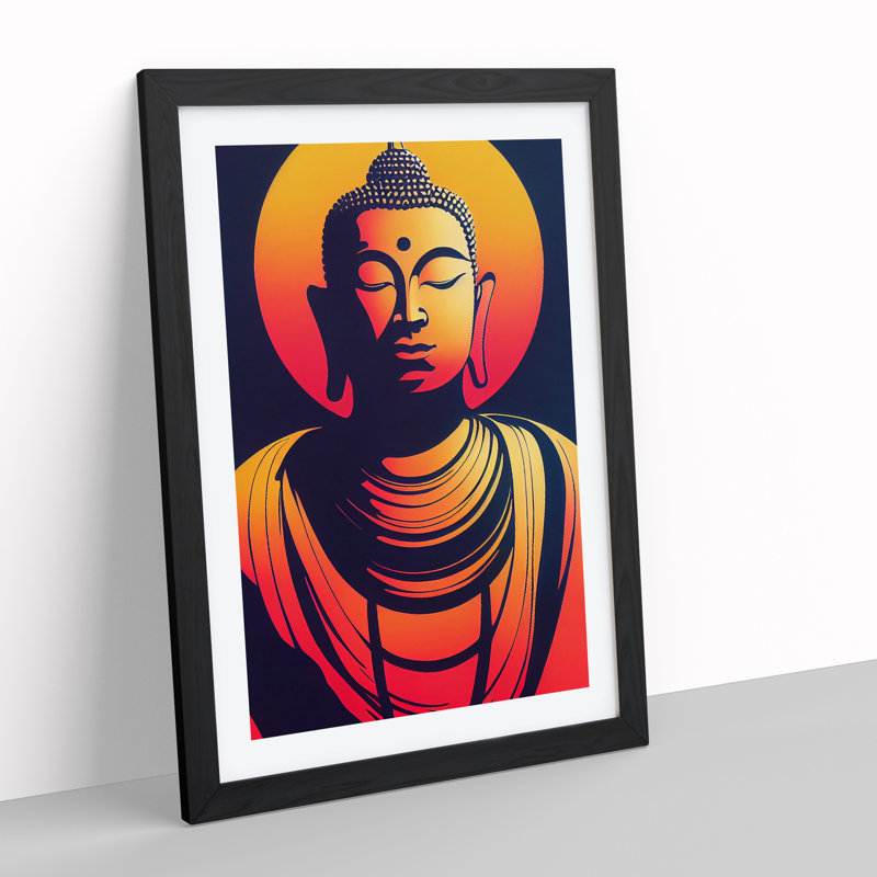 XV1022-2765X Modern Buddha No.1 Abstract - Single Picture Frame Print, Black, 64cm H x 46cm W x 2cm D